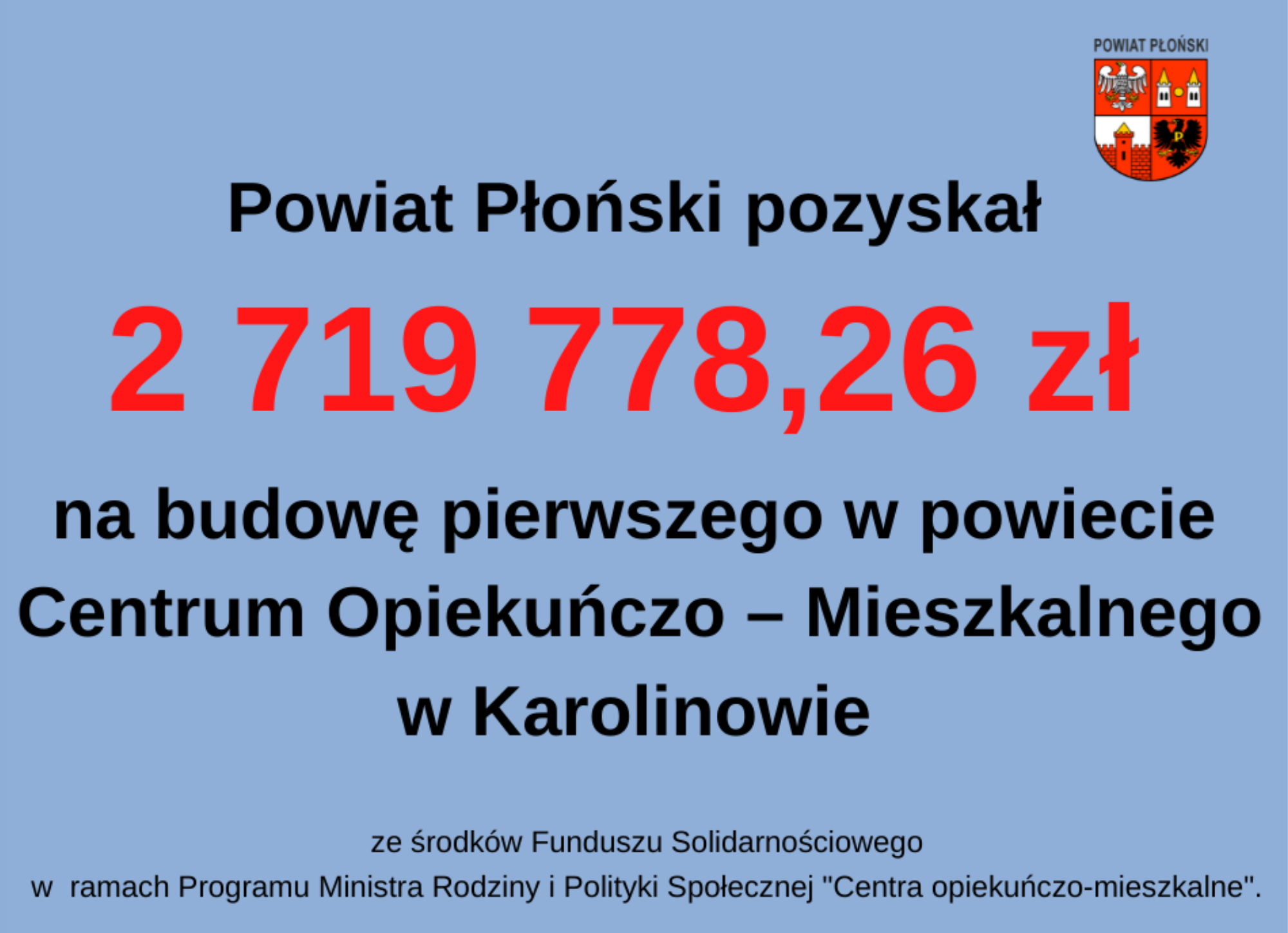 Ponad 2,5 miliona złotych dla Powiatu Płońskiego