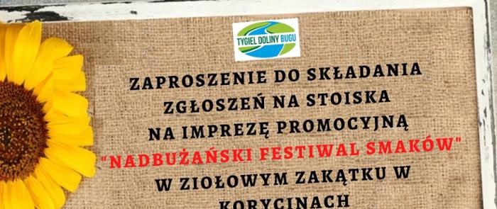 Zaproszenie do składania zgłoszeń na stoiska na imprezę promocyjną „Nadbużański Festiwal Smaków” w Korycinach